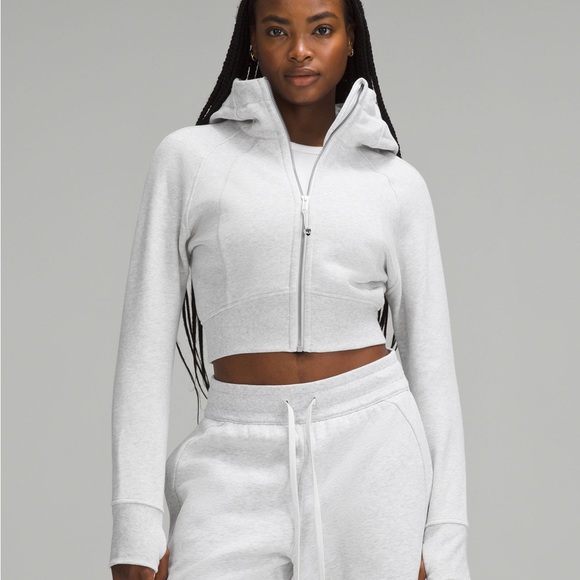 lululemon athletica Tops - Lululemon Athletica Scuba Full-Zip Cropped Hoodie Light Gray
